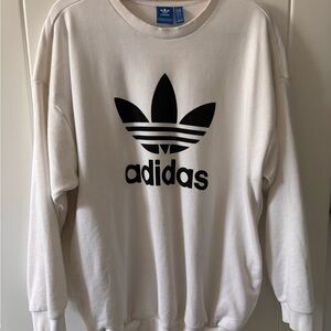 Adidas White Tee with Black Trefoil Logo
